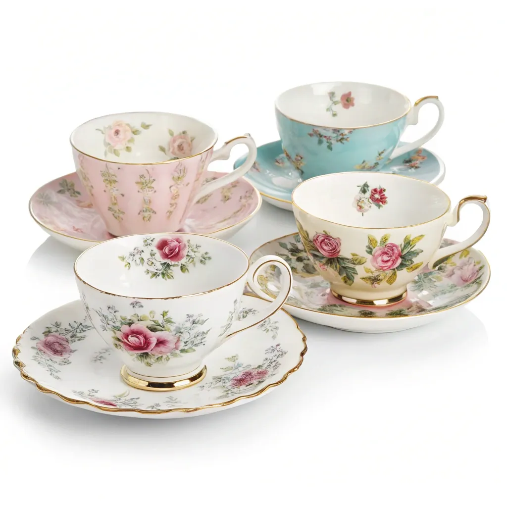 Vintage Floral Teacups Set